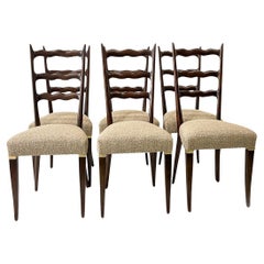 Vintage Rare Set of Six Paolo Buffa Dining Chairs, Italy 1940s