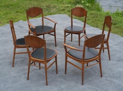 Rare Set of Six Paul McCobb for Lane 'Delineator' Walnut & Black Dining Chairs