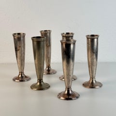 Rare Set of Six Silver-Plated Bud Vases by Gio Ponti for Krupp Milano, 1930s