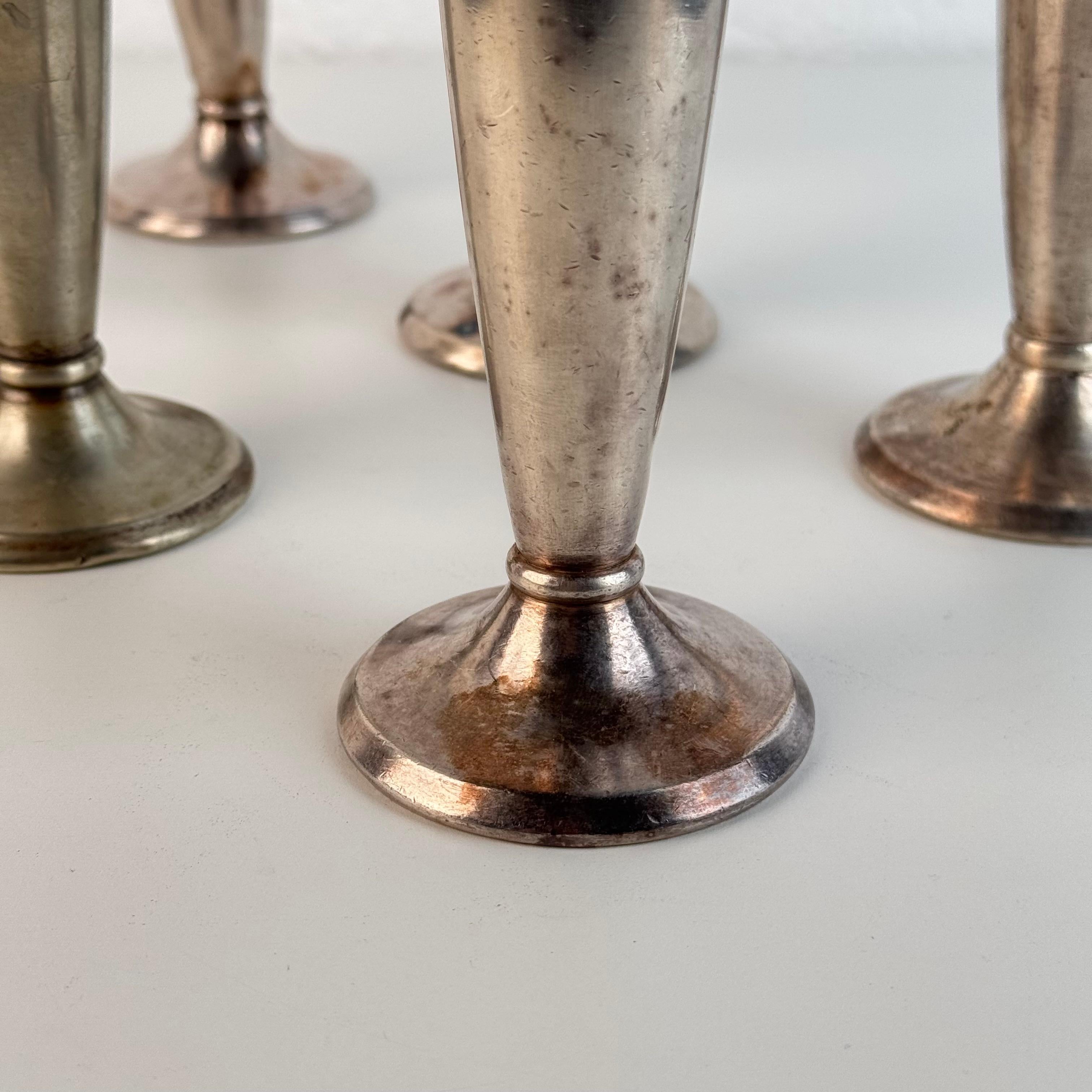Italiano Rare Set of Six Silver-Plated Bud Vases by Gio Ponti for Krupp Milano, 1930s in vendita