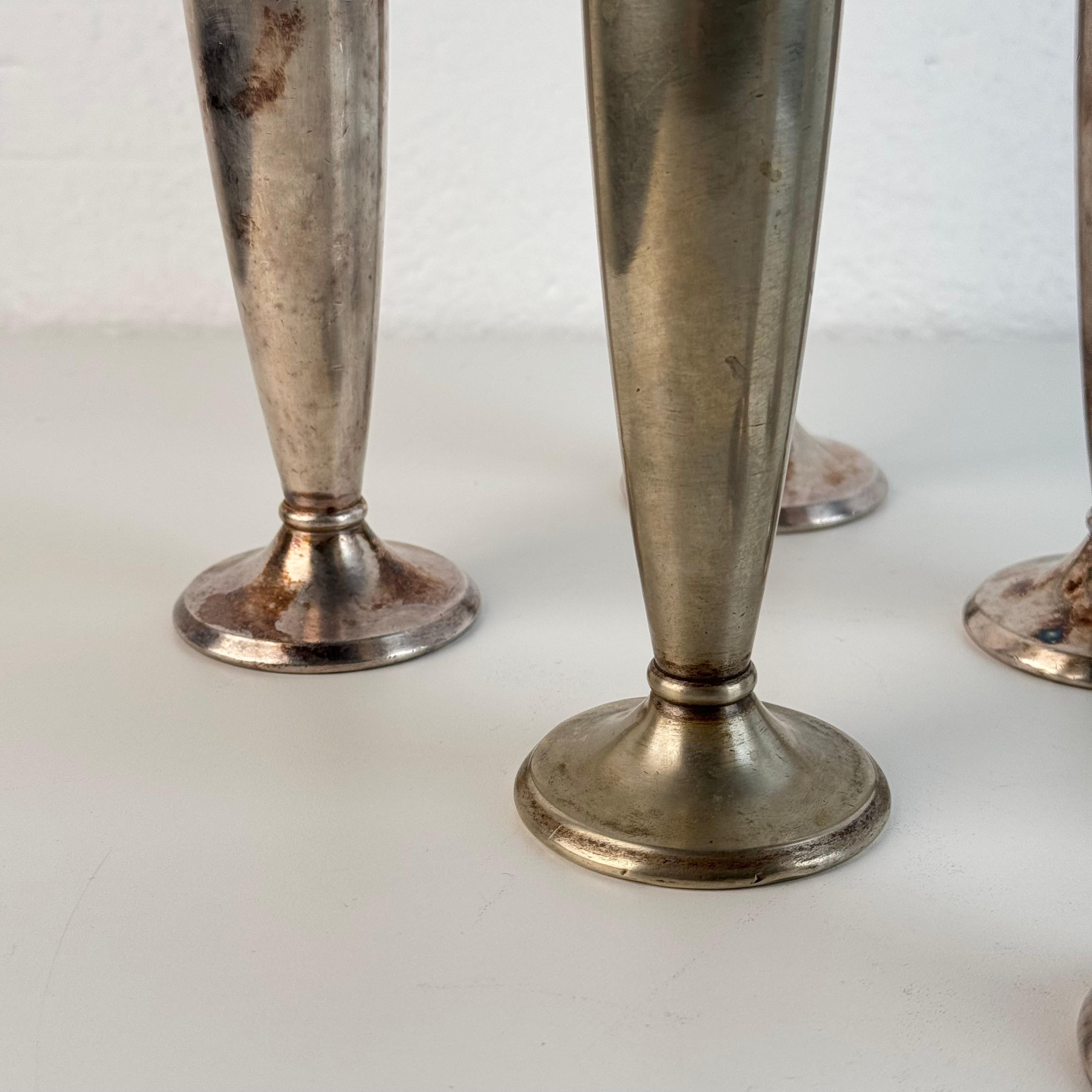 Fatto a mano Rare Set of Six Silver-Plated Bud Vases by Gio Ponti for Krupp Milano, 1930s in vendita