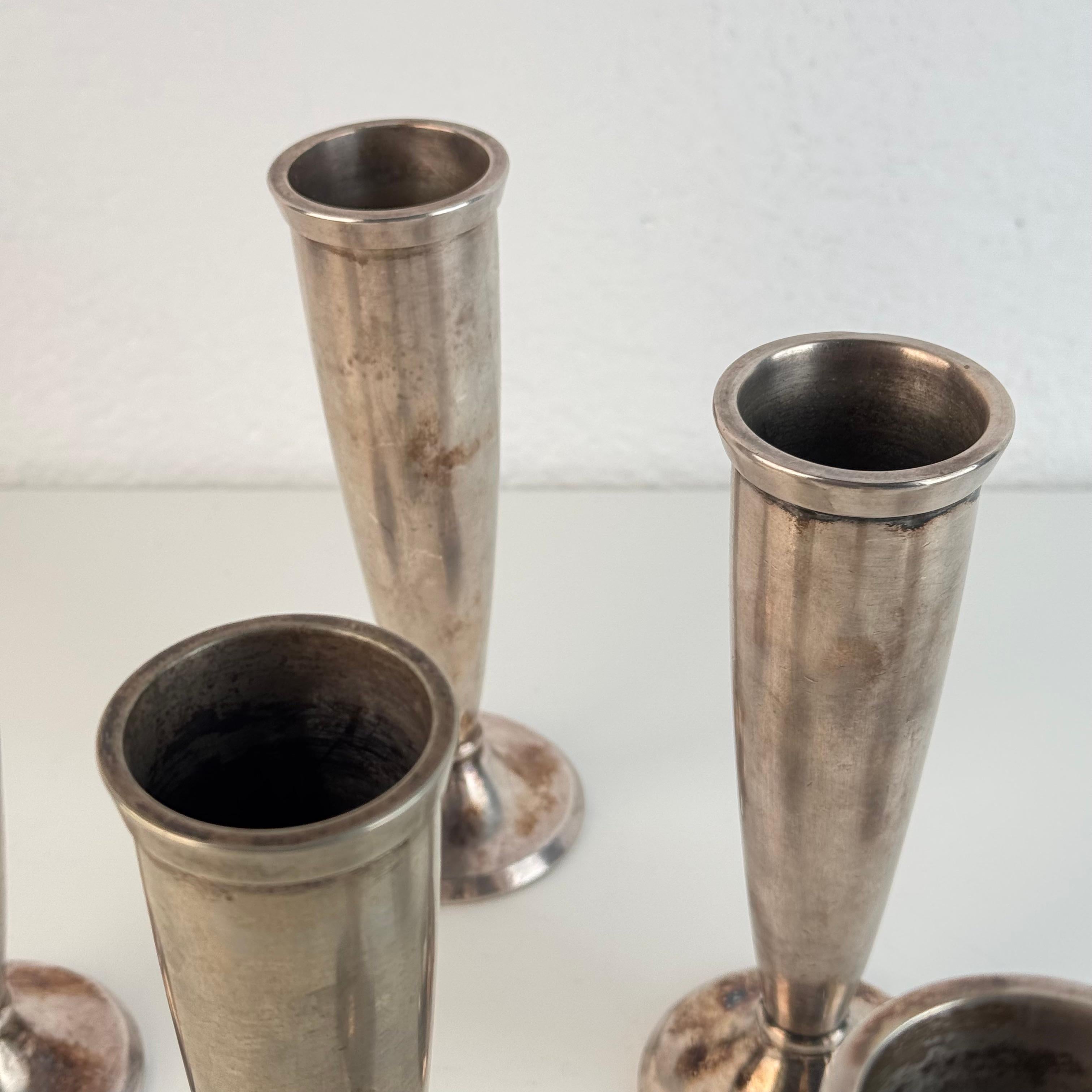 Rare Set of Six Silver-Plated Bud Vases by Gio Ponti for Krupp Milano, 1930s in vendita 1