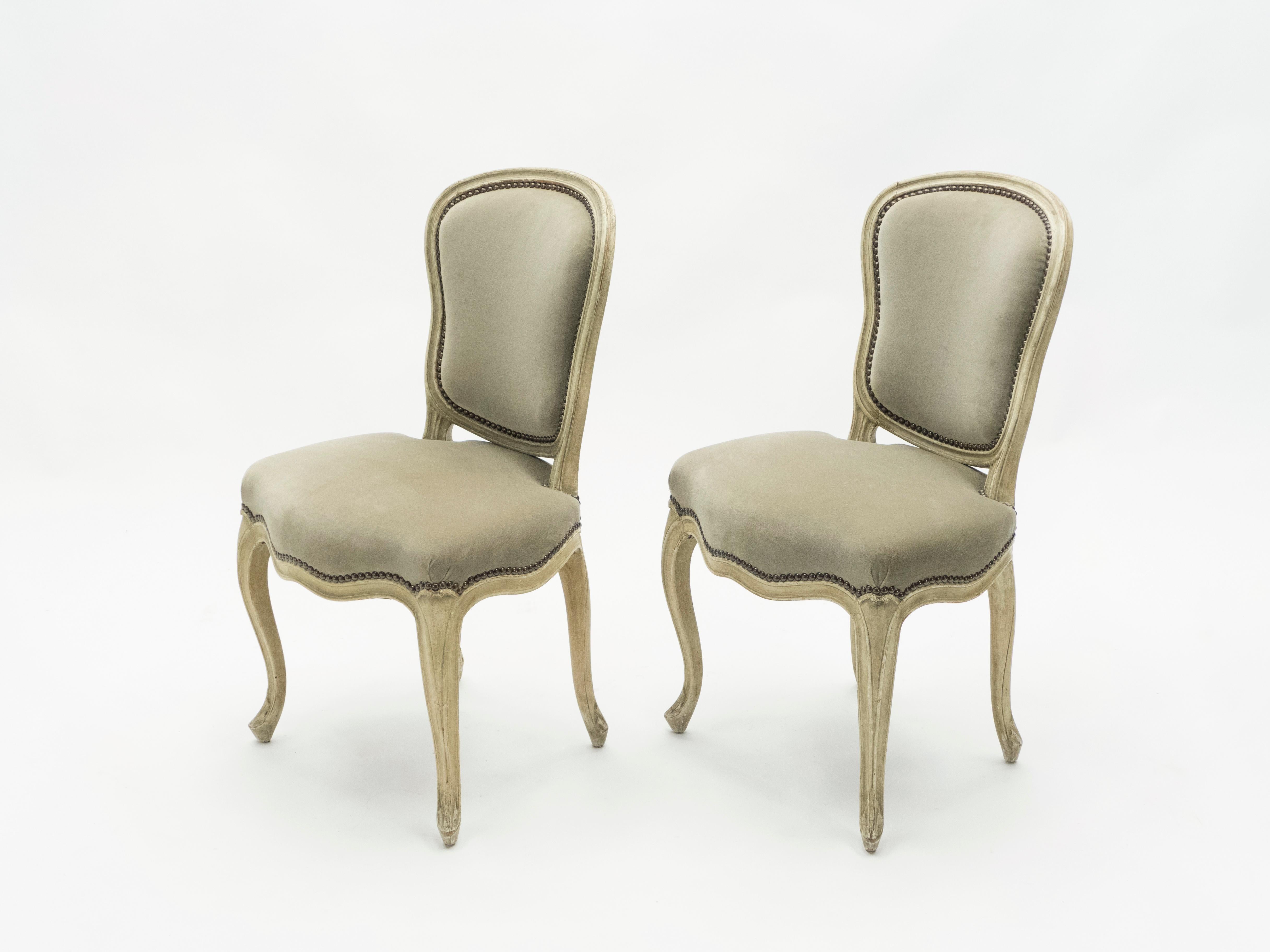 Rare Set of Six Stamped Maison Jansen Louis XV Chairs and Armchairs, 1940s 4