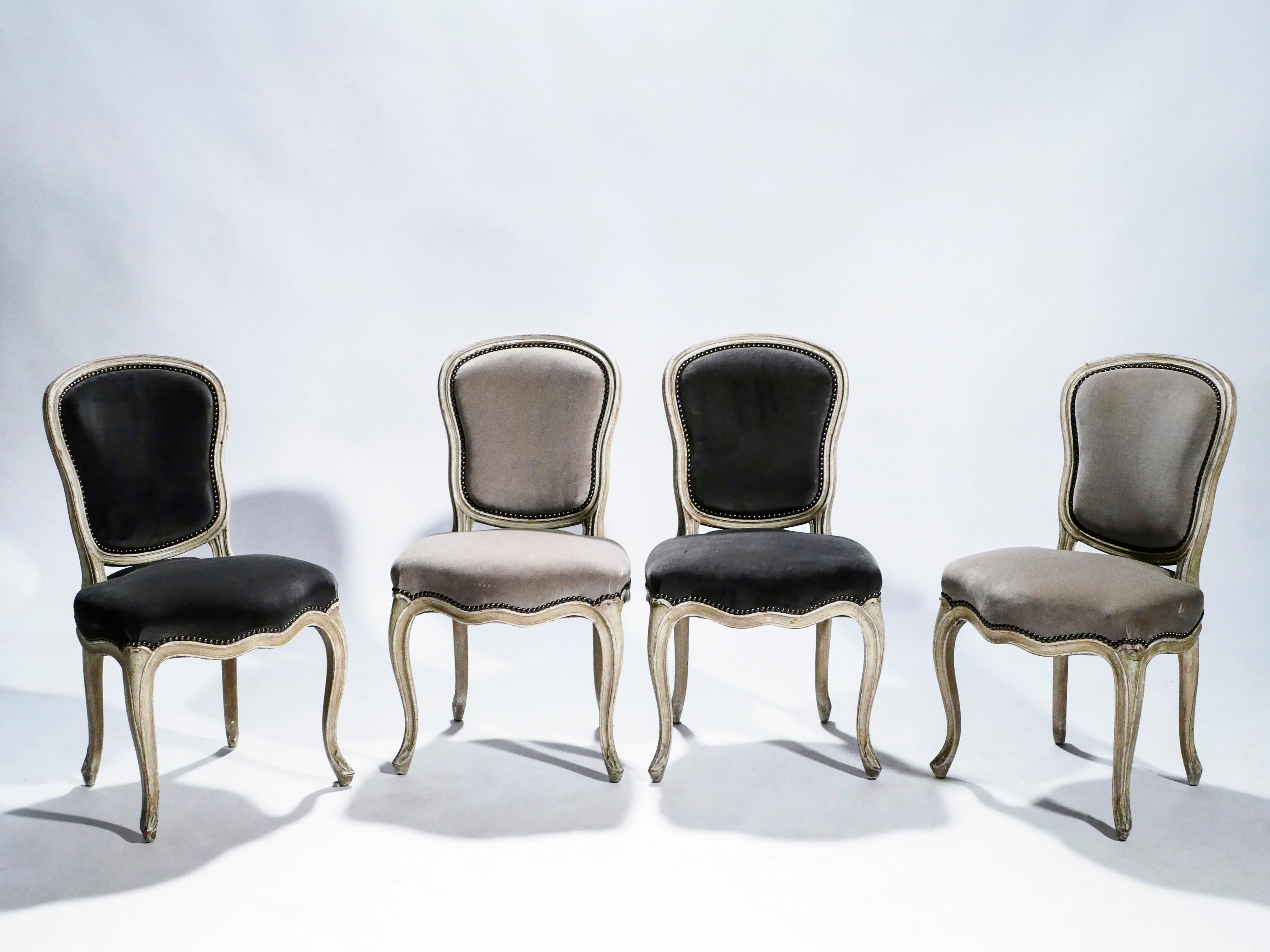 Rare Set of Six Stamped Maison Jansen Louis XV Chairs and Armchairs, 1940s In Good Condition In Paris, IDF