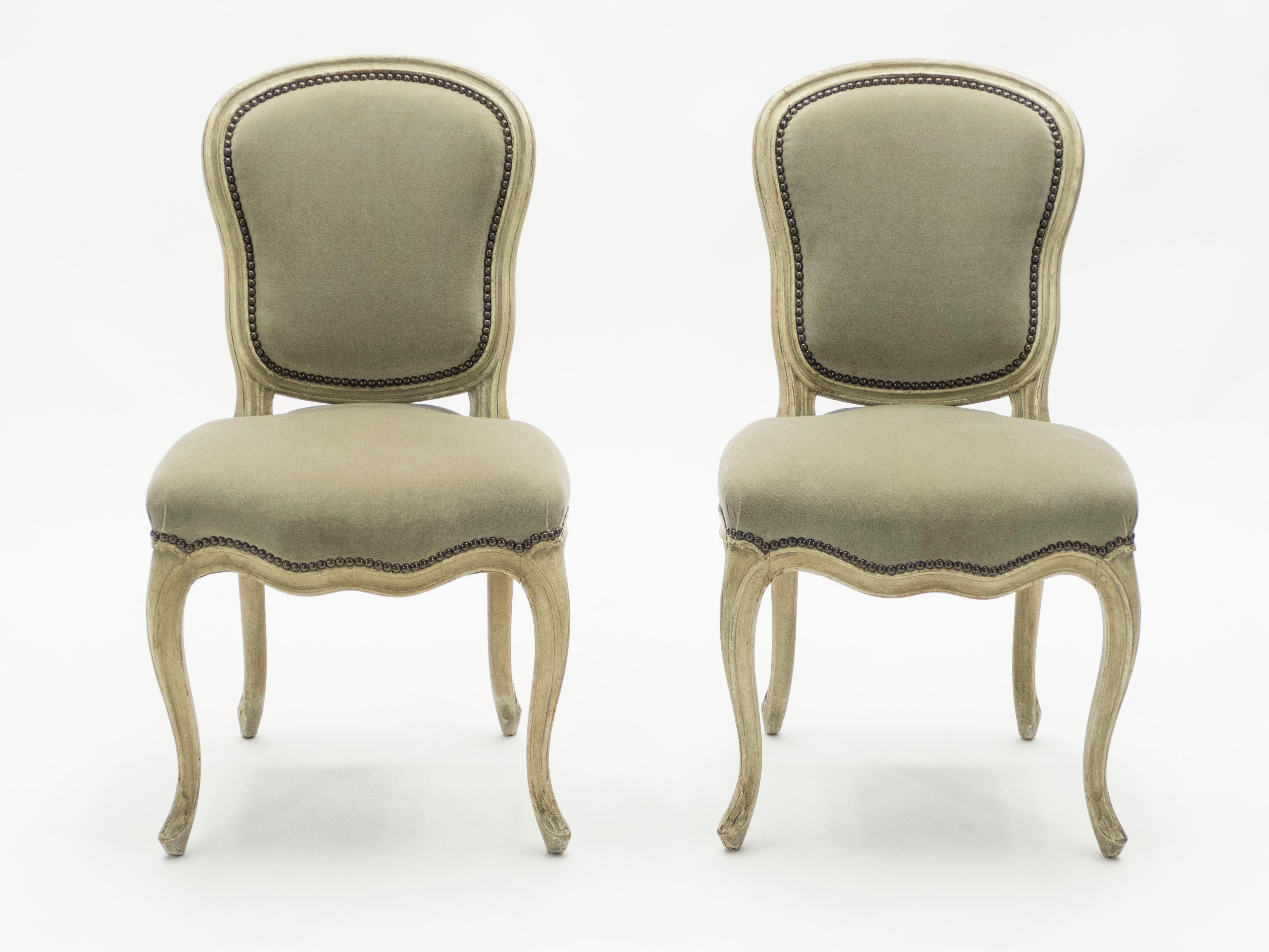 Rare Set of Six Stamped Maison Jansen Louis XV Chairs and Armchairs, 1940s 1