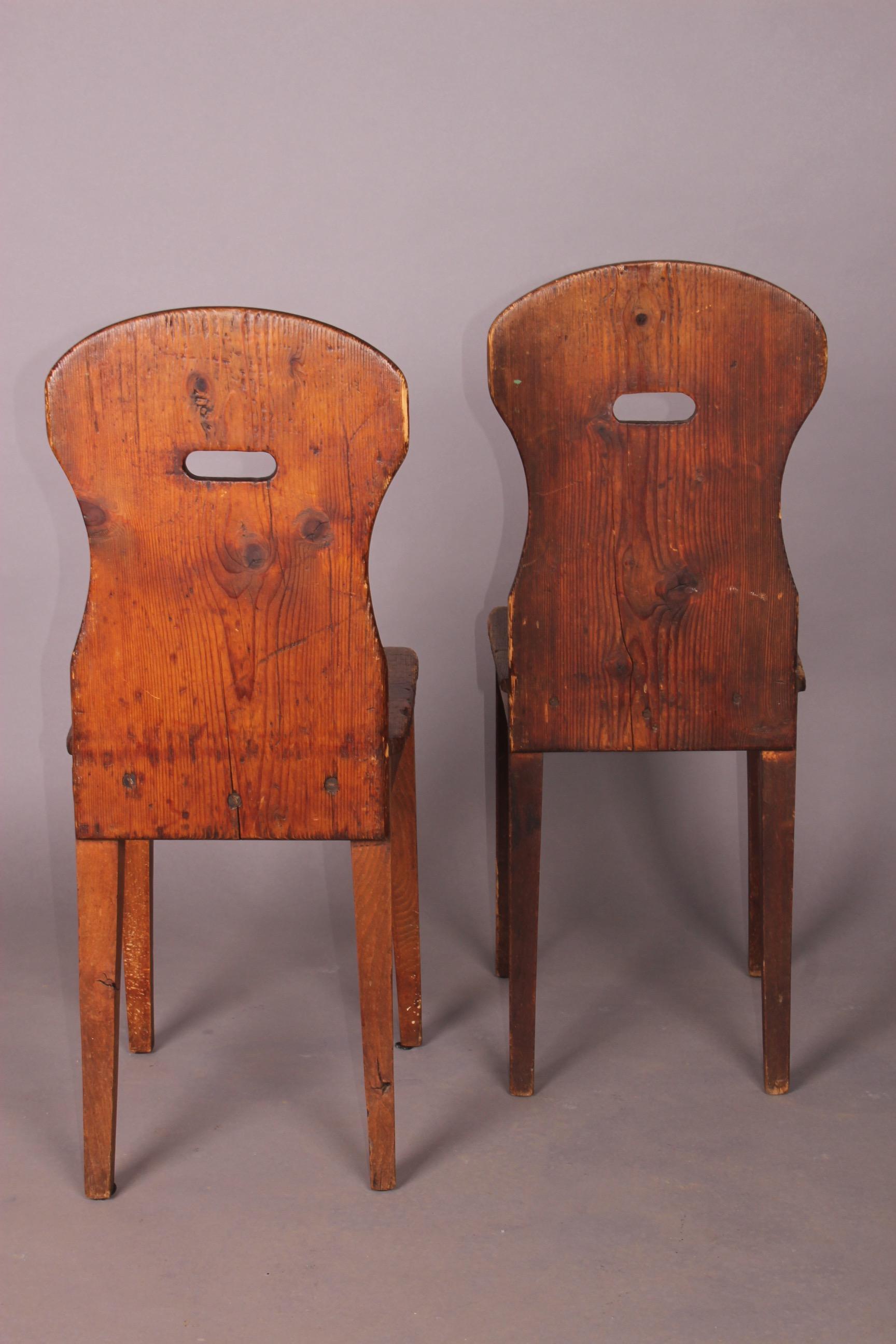 Early 20th Century Rare Set of Six Swiss Alp, folk art , Chairs For Sale