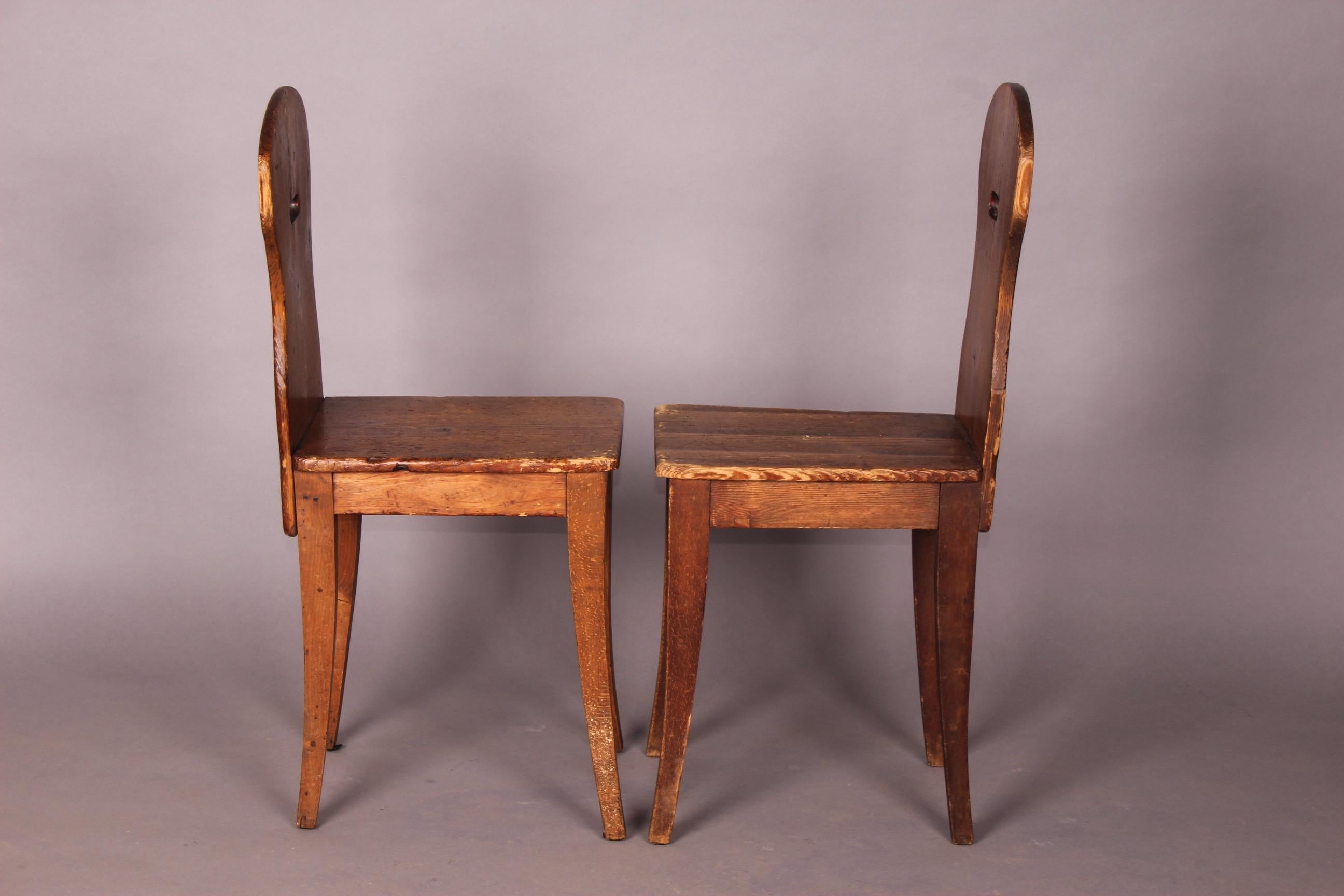 Rare Set of Six Swiss Alp, folk art , Chairs For Sale 3