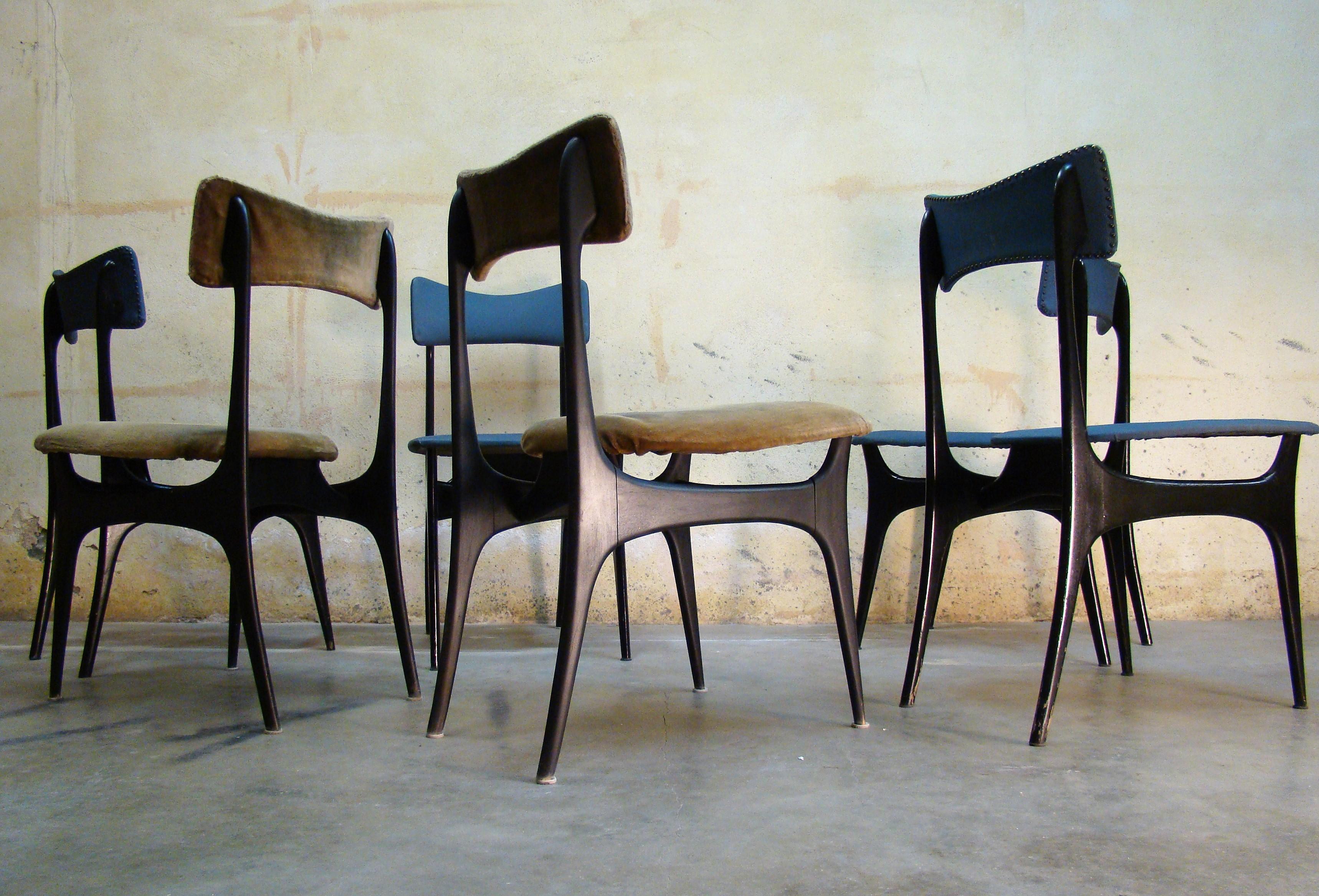 Rare Set of Six Teak Dining Chairs by Alfred Hendrickx for Belform, 1950s For Sale 3