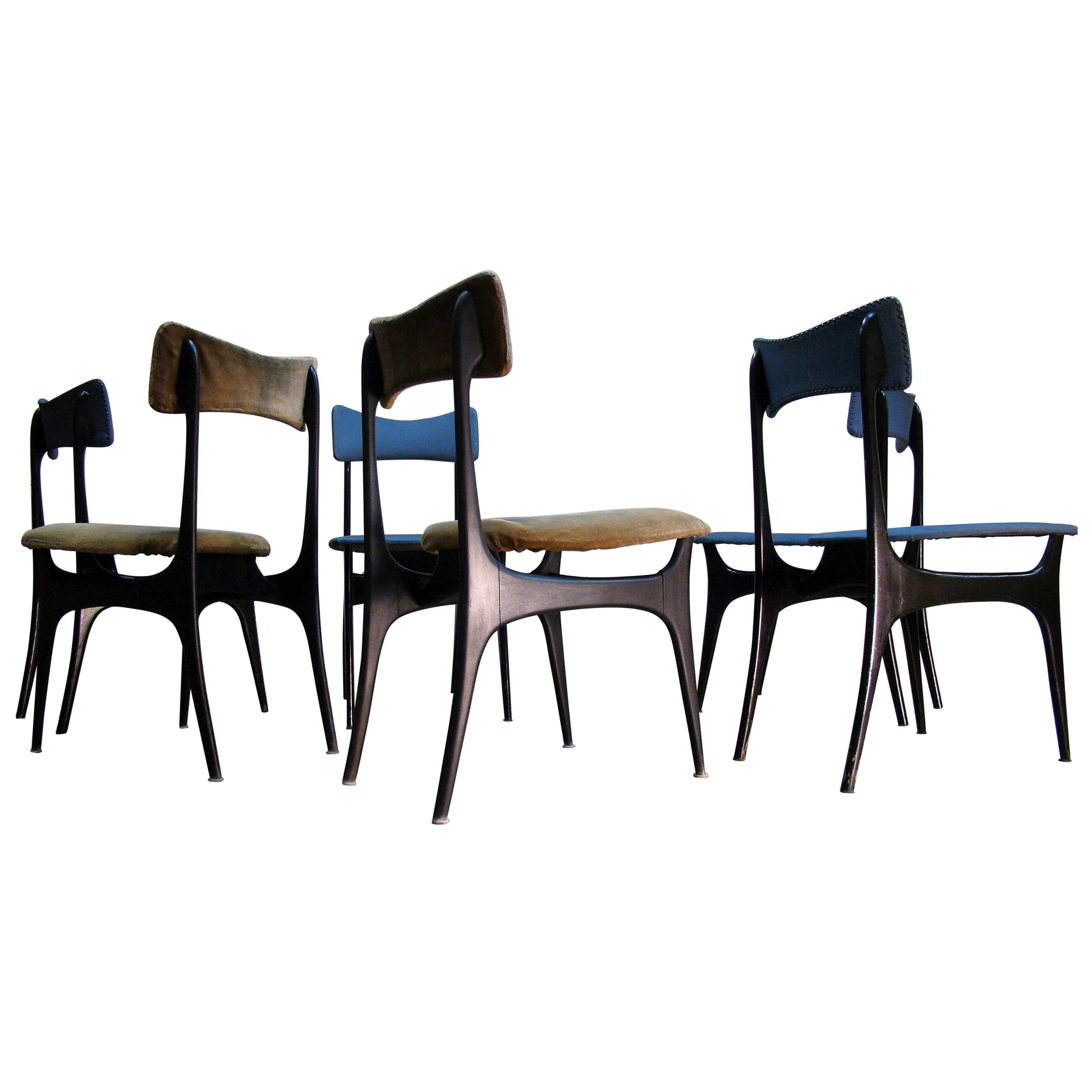 Rare Set of Six Teak Dining Chairs by Alfred Hendrickx for Belform, 1950s