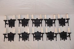 Rare set of ten 1920's cast iron sconces ( PRICE IS FOR ONE PAIR )