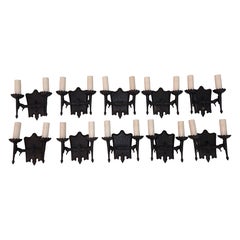 Rare set of ten 1920's cast iron sconces ( PRICE IS FOR ONE PAIR )