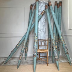 Rare set of ten 19th Century Painted Organ Facade Pipes