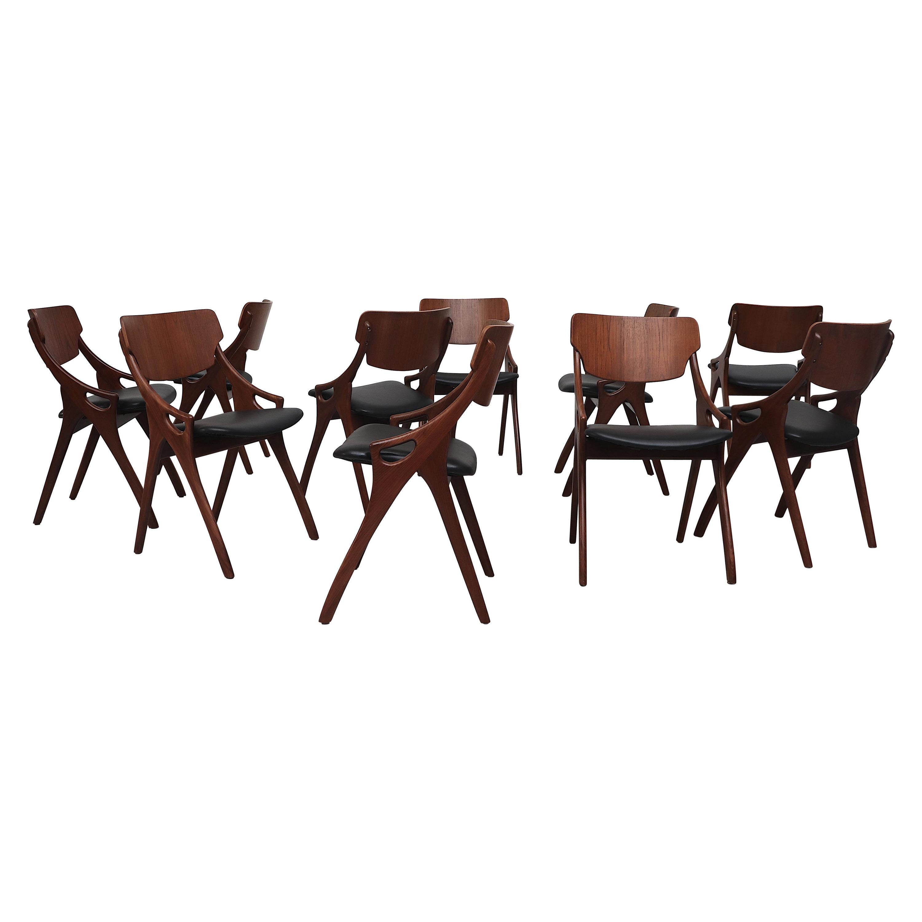 Rare Set of Ten Arne Hovmand Olsen Dining Chairs for Mogens Kold