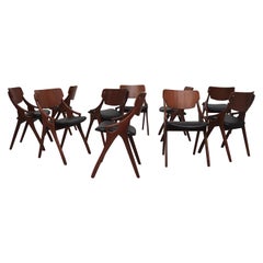 Rare Set of Ten Arne Hovmand Olsen Dining Chairs for Mogens Kold