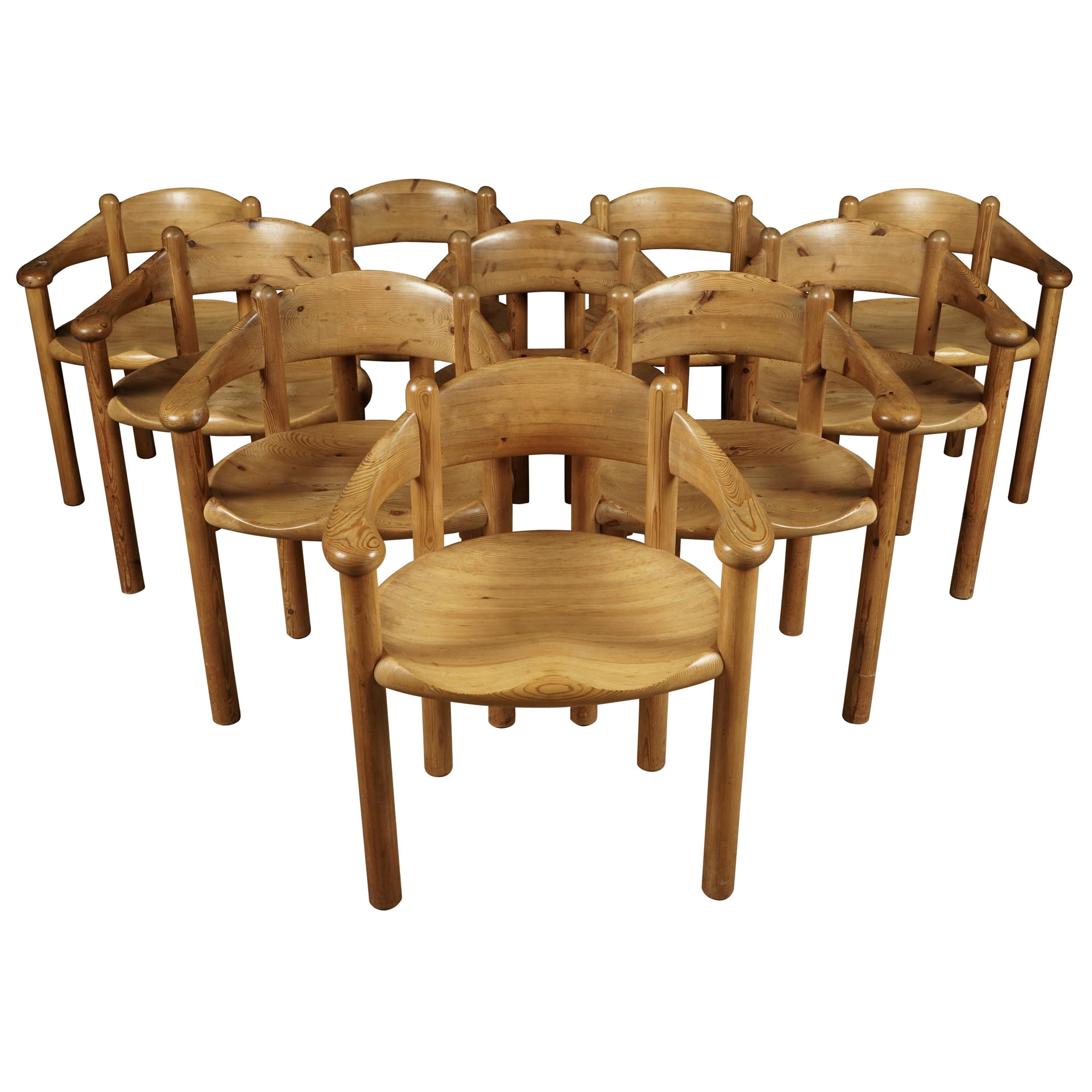 Rare Set of Ten Rainer Daumiller Dining Chairs, Denmark, 1970s