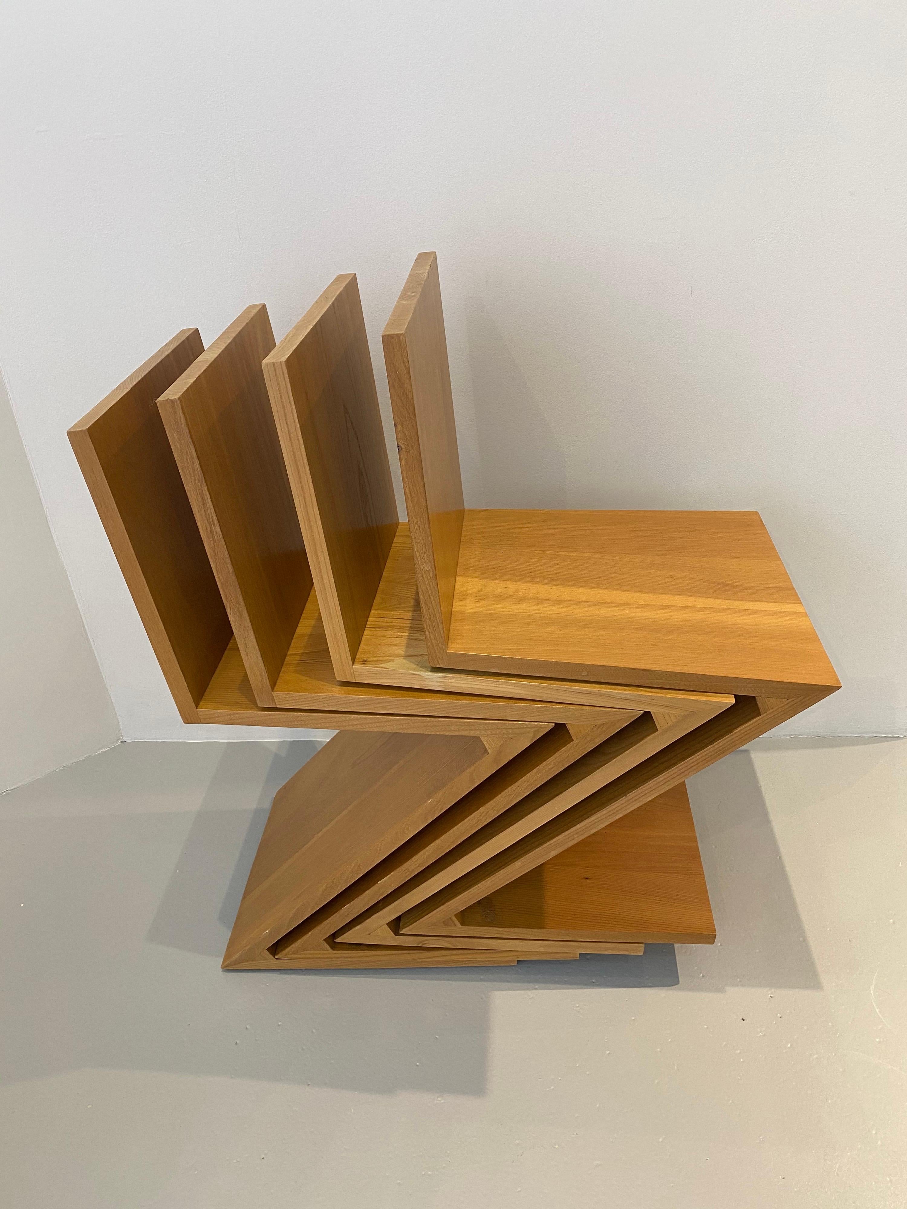 Late 20th Century Rare Set of Ten “Zig - Zag” Chairs, Gerrit Rietveld for Cassina, 1973