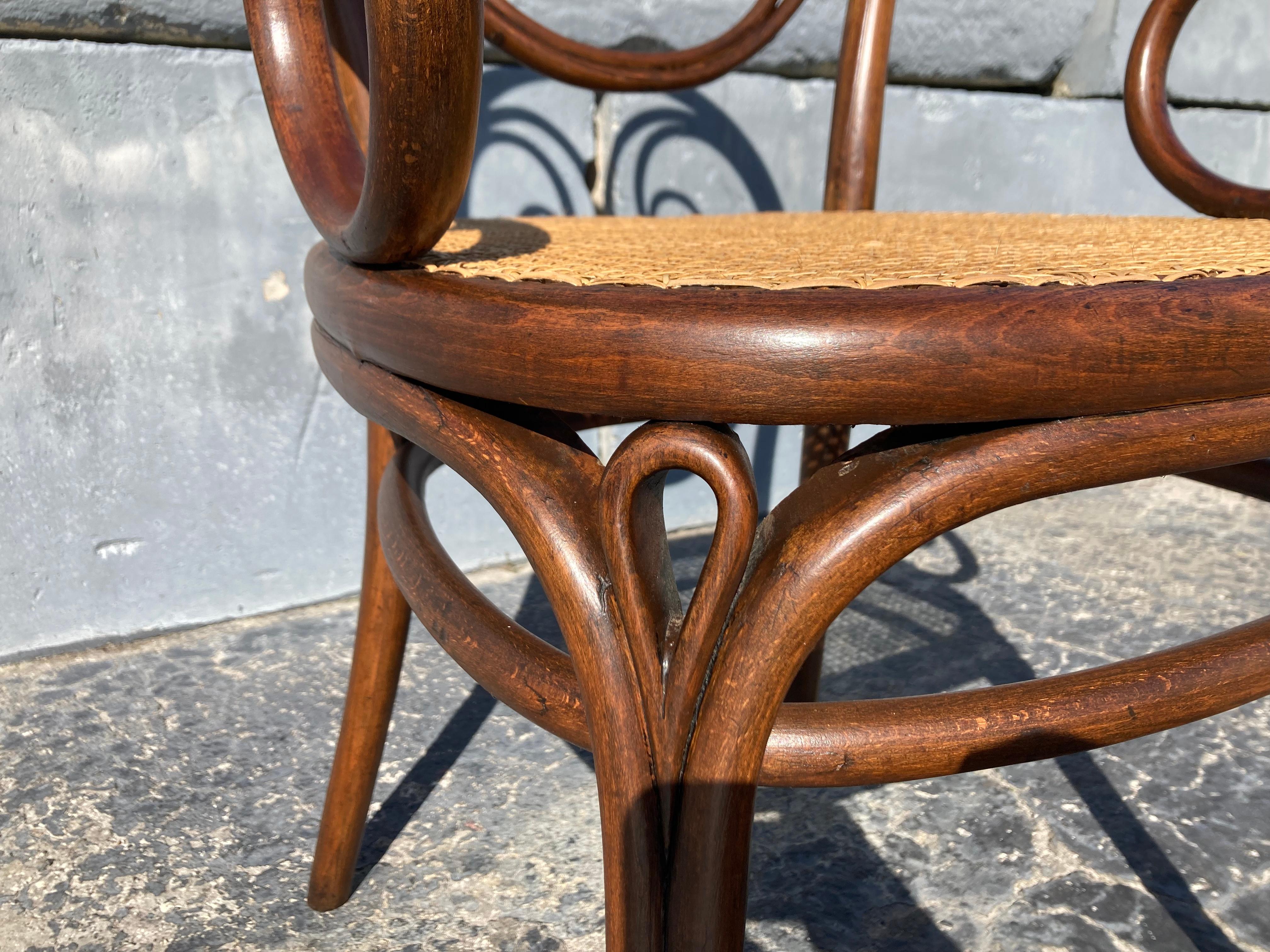 Rare ensemble de chaises Thonet modèle 13, en bois cintré et rotin en vente 5