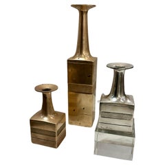 Vintage Rare Set of Three (3) Bruno Gambone Bronze Vases - SIGNED