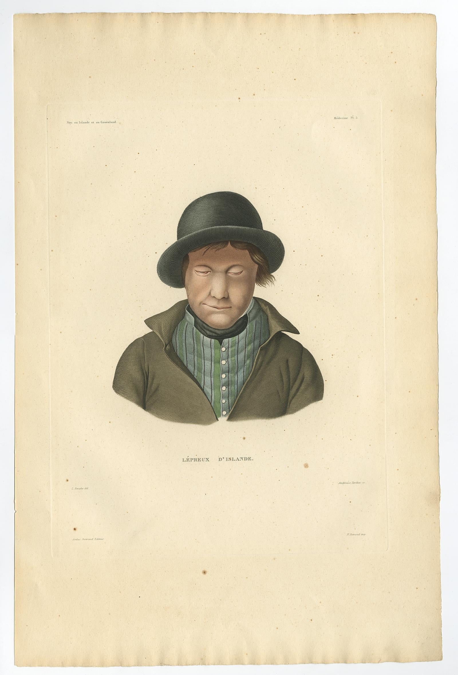 Ensemble de trois estampes anciennes représentant des lépreux d'Islande - Voyage de Gaimard, 1842

Ces lithographies sont vendues sans cadre ni passe-partout. 

Ce puissant ensemble de trois lithographies coloriées à la main, chacune intitulée