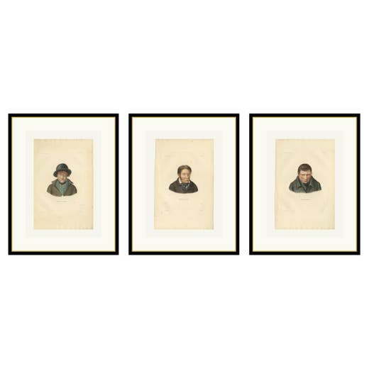 Rare Set of Three Antique Iceland Prints – Lepers, Gaimard Voyage, 1842