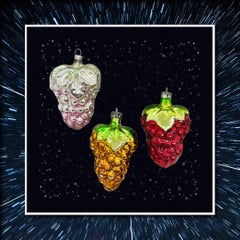 Rare Set of Three Grape Christmas Ornament Vintage, 1930s
