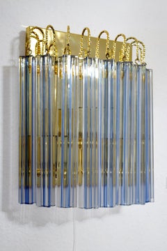 Set di tre lampade austriache in cristallo d'epoca e ottone dorato