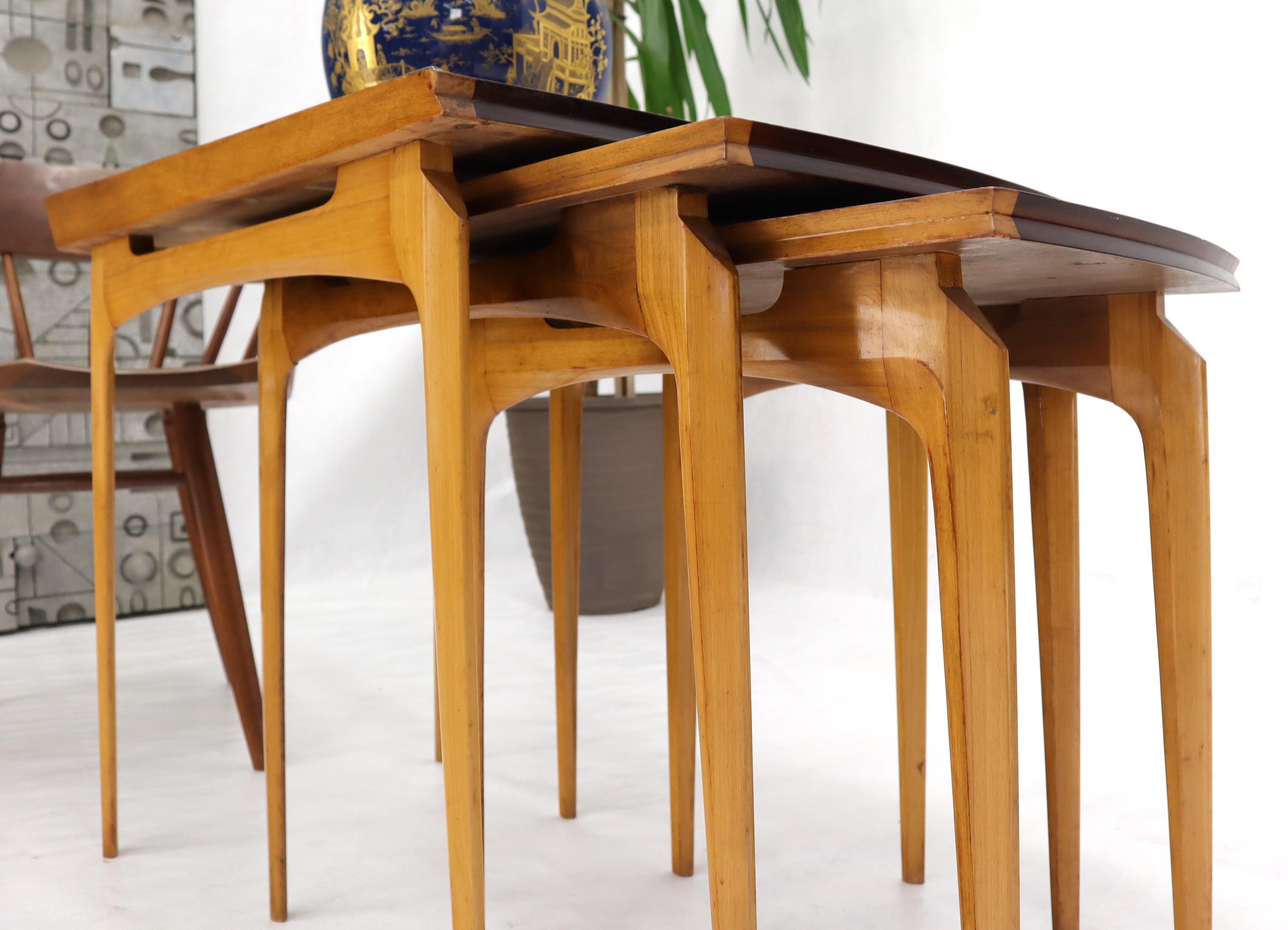 Rare Set of Three Nesting Table in Rosewood & Birch by Erno Fabry For Sale 5