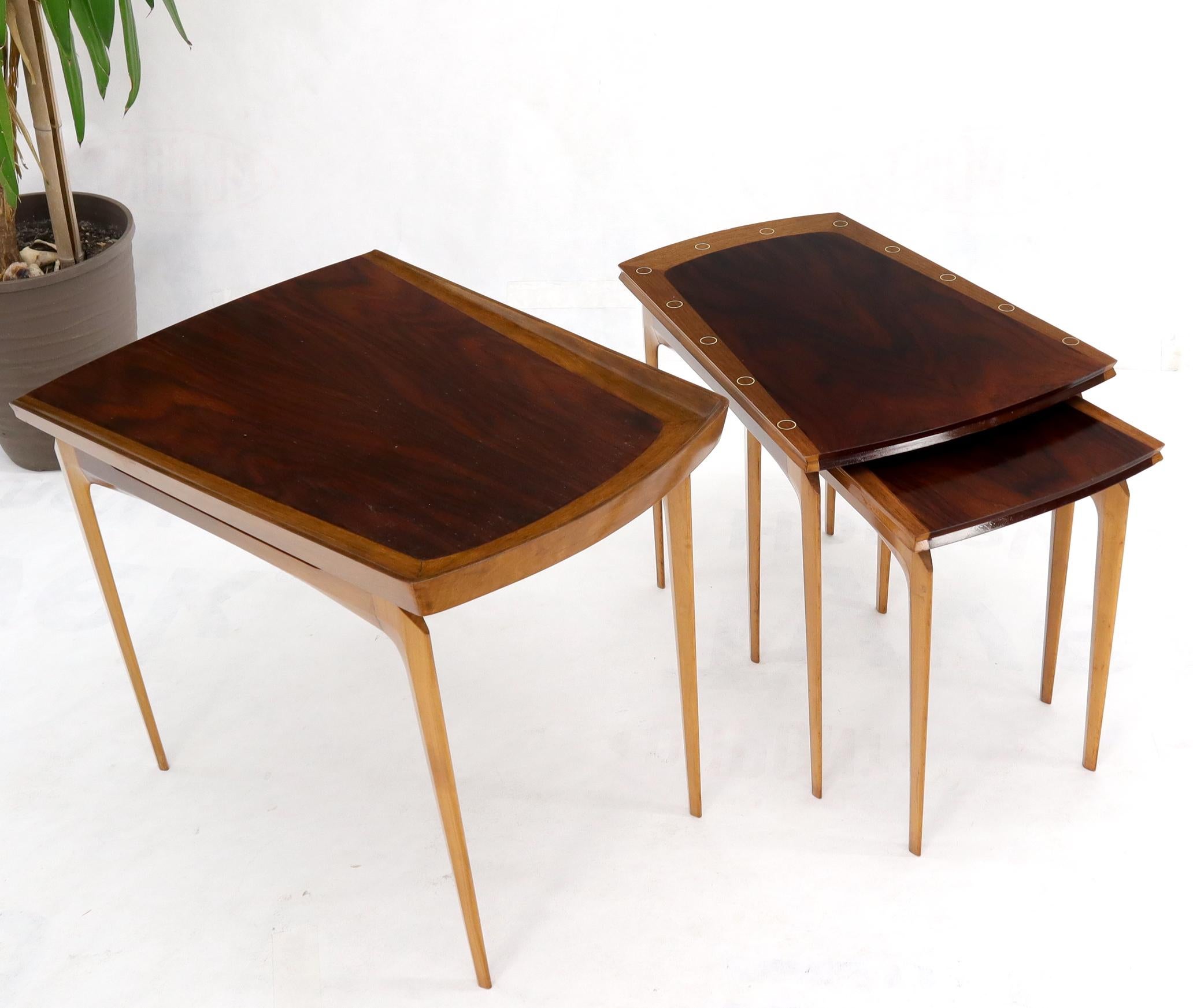 Belgian Rare Set of Three Nesting Table in Rosewood & Birch by Erno Fabry For Sale