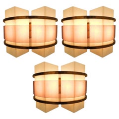 Raro set di tre applique disegnate da Oscar Torlasco per Stilux Milano. Italia.