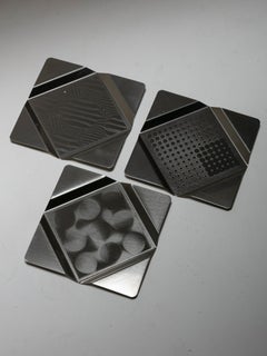 Rare set of Three Steel Centerpieces by Donini and Cremonesi, Italy, 1970s