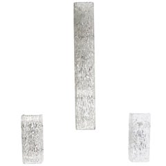Rare Set of Three Textured Ice Glass Wall Lights Sconces by J.T. Kalmar, Austria