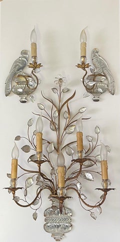 Rare Set of Three Wall Sconces, Maison Baguès, Paris, circa 1930s