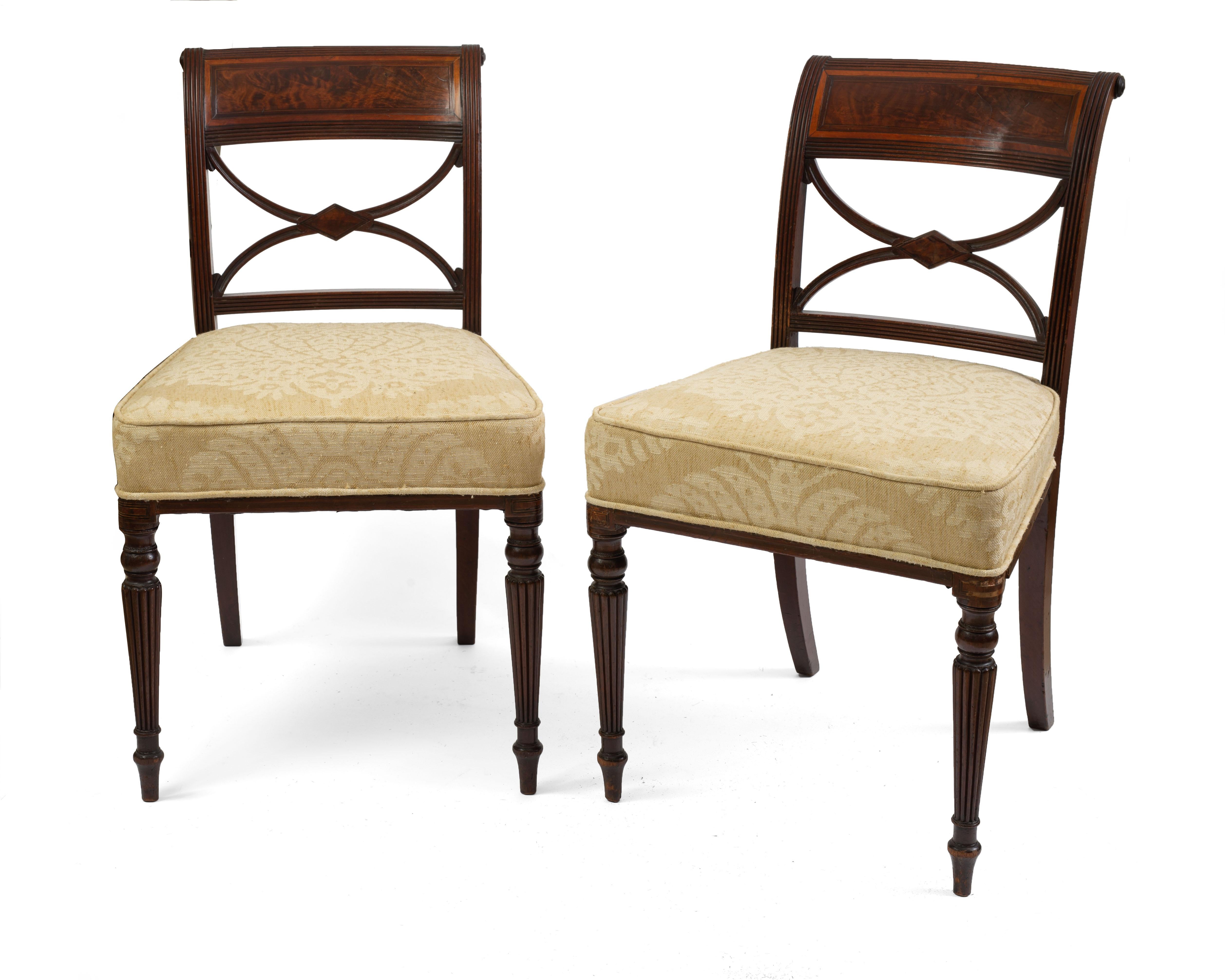 Rare Set of Twelve (12) Inlaid Mahogany Regency Dining Chairs 1