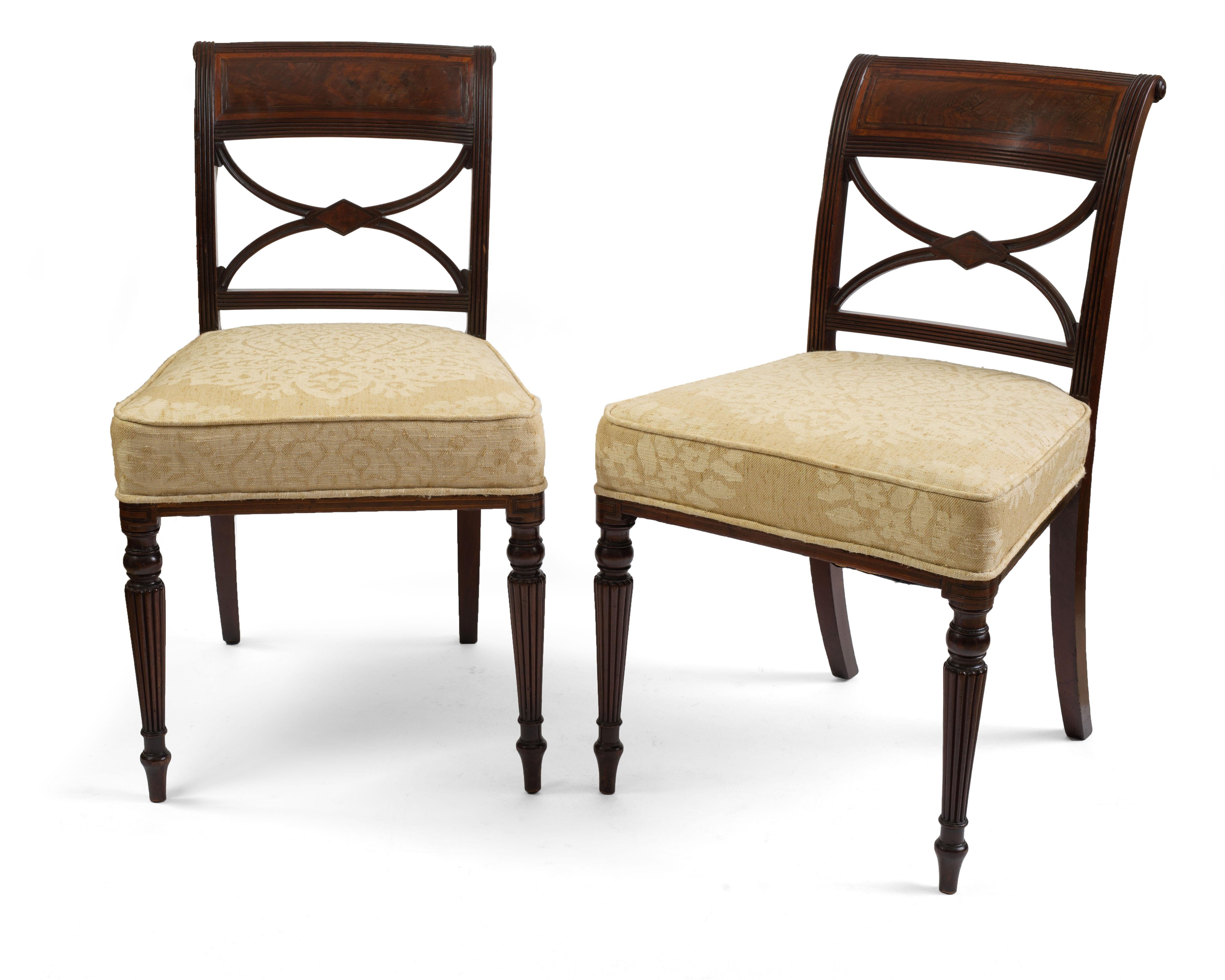 Rare Set of Twelve (12) Inlaid Mahogany Regency Dining Chairs 2