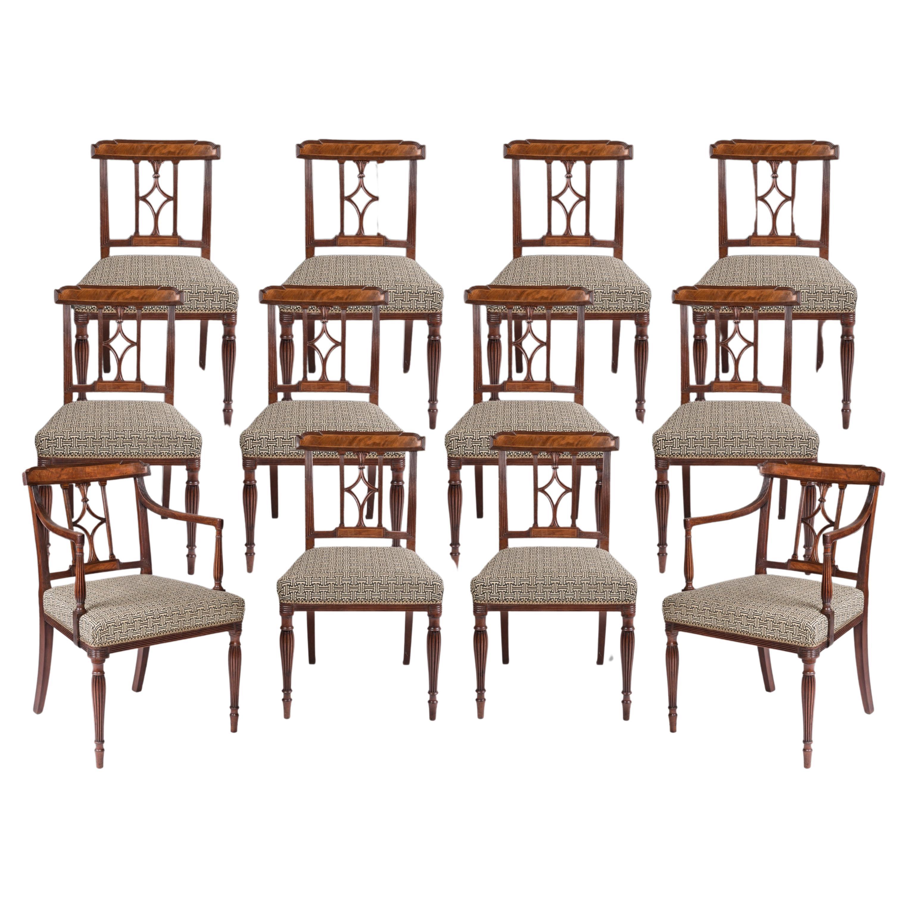 Rare Set of Twelve 18th Century George III Mahogany Dining Chairs For Sale