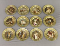 Rare service de douze assiettes de collection en porcelaine allemande de Dresde de la fin du 19e siècle