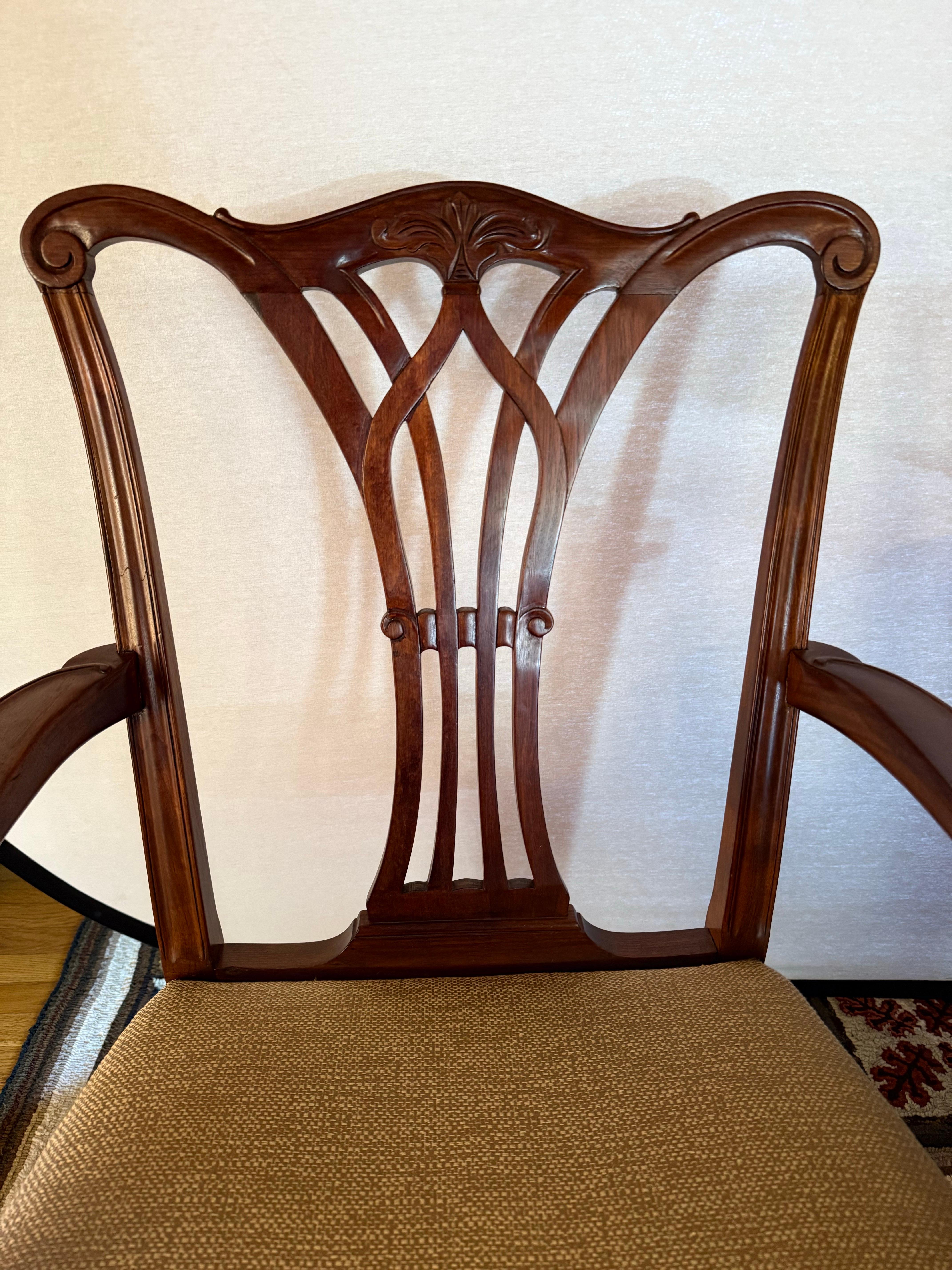 20th Century Rare Set of Twelve Mahogany Signed Federal Reserve Bank Dining Room Arm Chairs For Sale