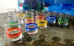 Rare Set of 12 Pierre Cardin Modern Cocktail Glasses, "On The Rocks", 1980s