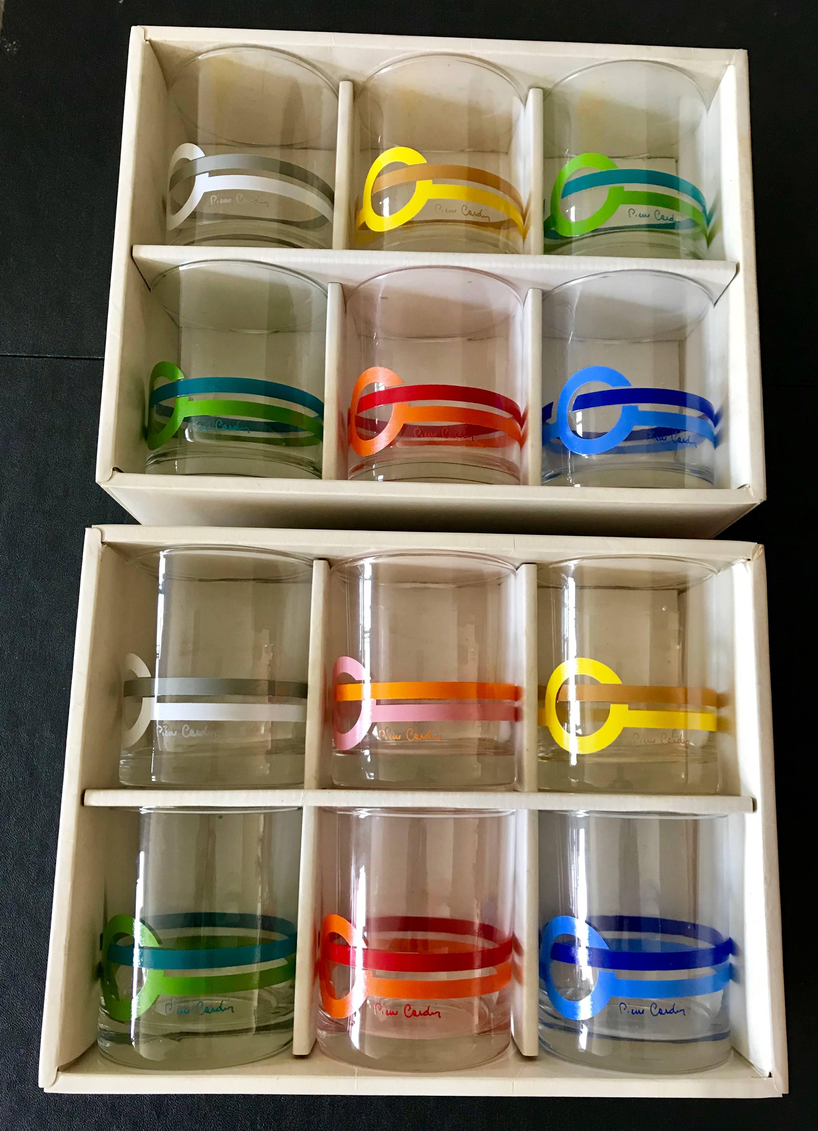 Late 20th Century Rare Set of 12 Pierre Cardin Modern Cocktail Glasses, 