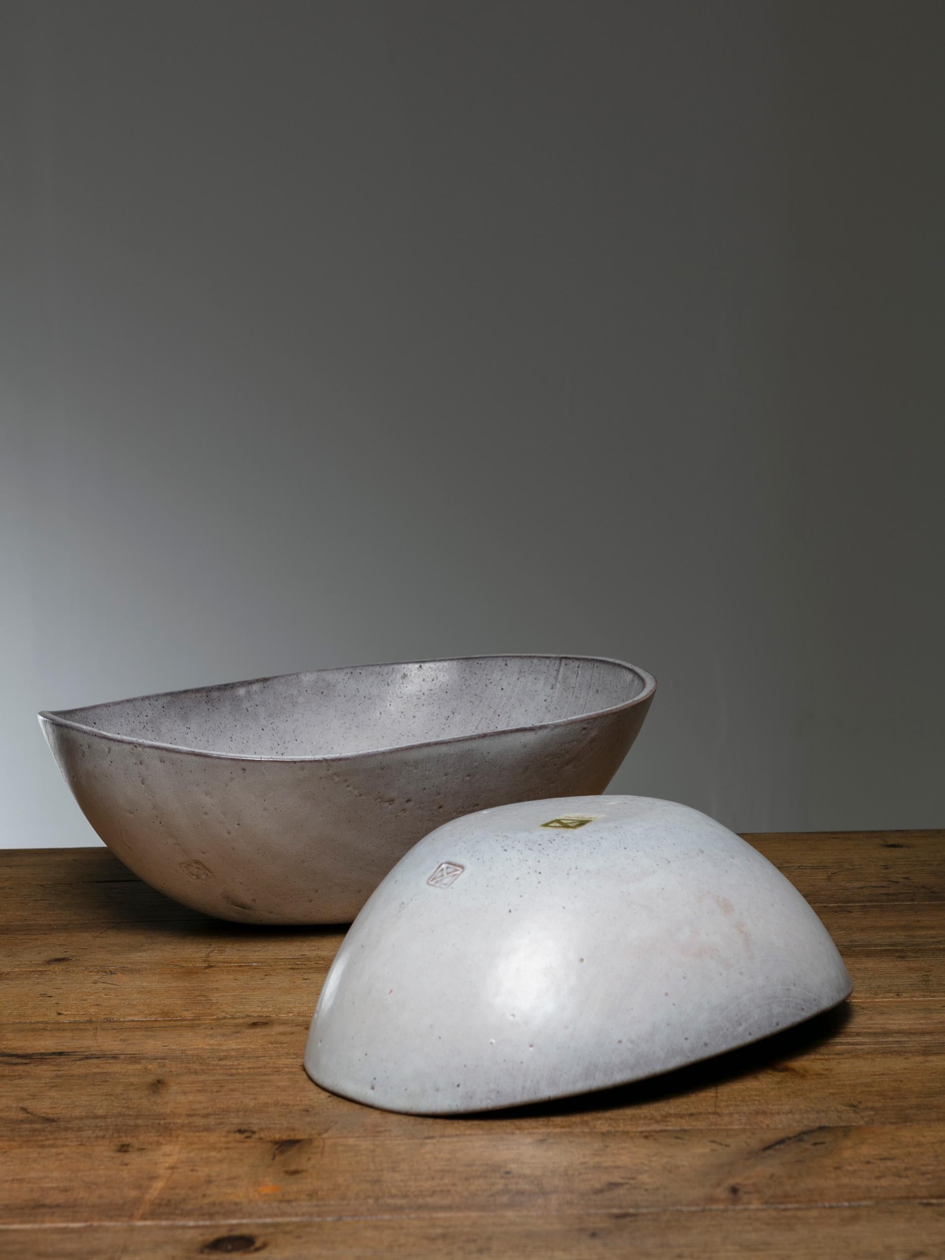 Mid-Century Modern Rare Set of Two Ceramic Bowls by Alessio Tasca, Italy, 1960s For Sale
