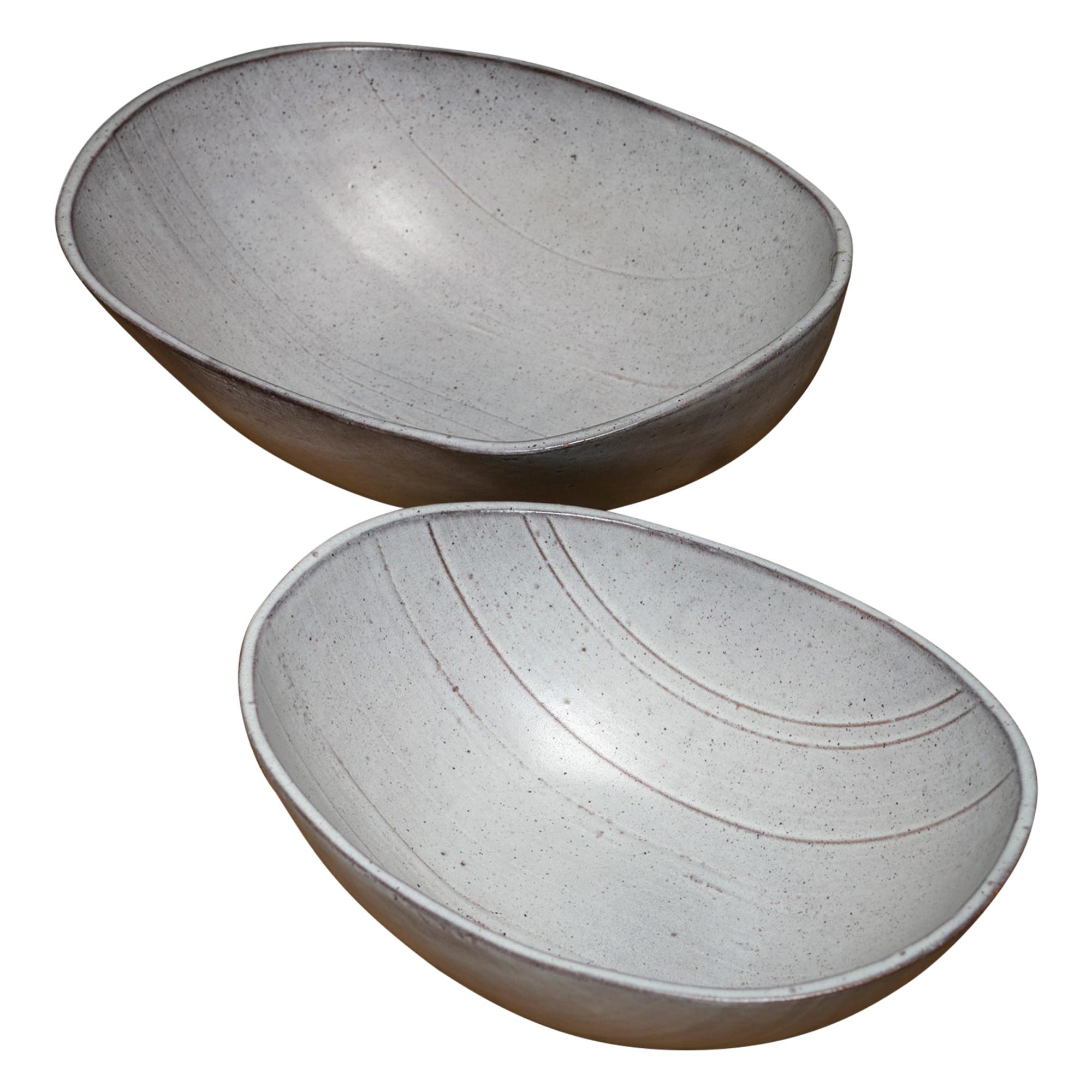 Rare Set of Two Ceramic Bowls by Alessio Tasca, Italy, 1960s For Sale