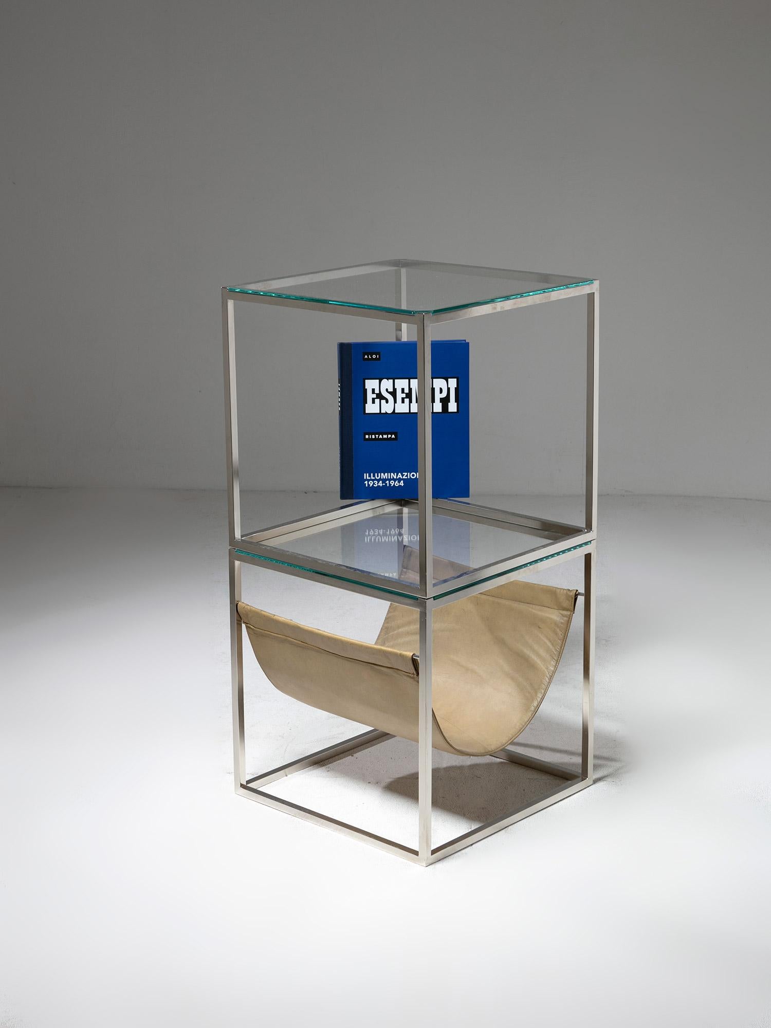 Rare ensemble de deux tables basses cubiques avec plateau en verre de Lino Sabattini, Italie, 1970  en vente 1