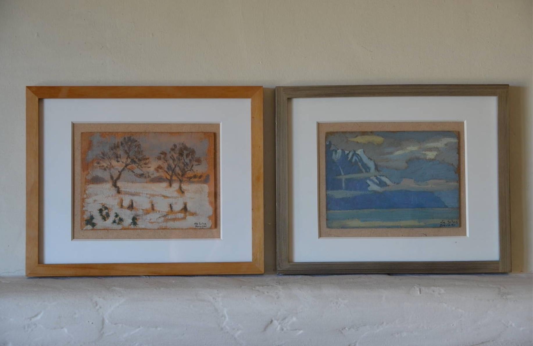 Art Deco Rare Set of Two Framed Oil Paintings by Ivan da Silva Bruhns For Sale