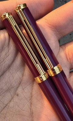 Rare Set Of Two Montblanc Noblesse Oblige Red GT Fountain Pen And Mechanical Pen