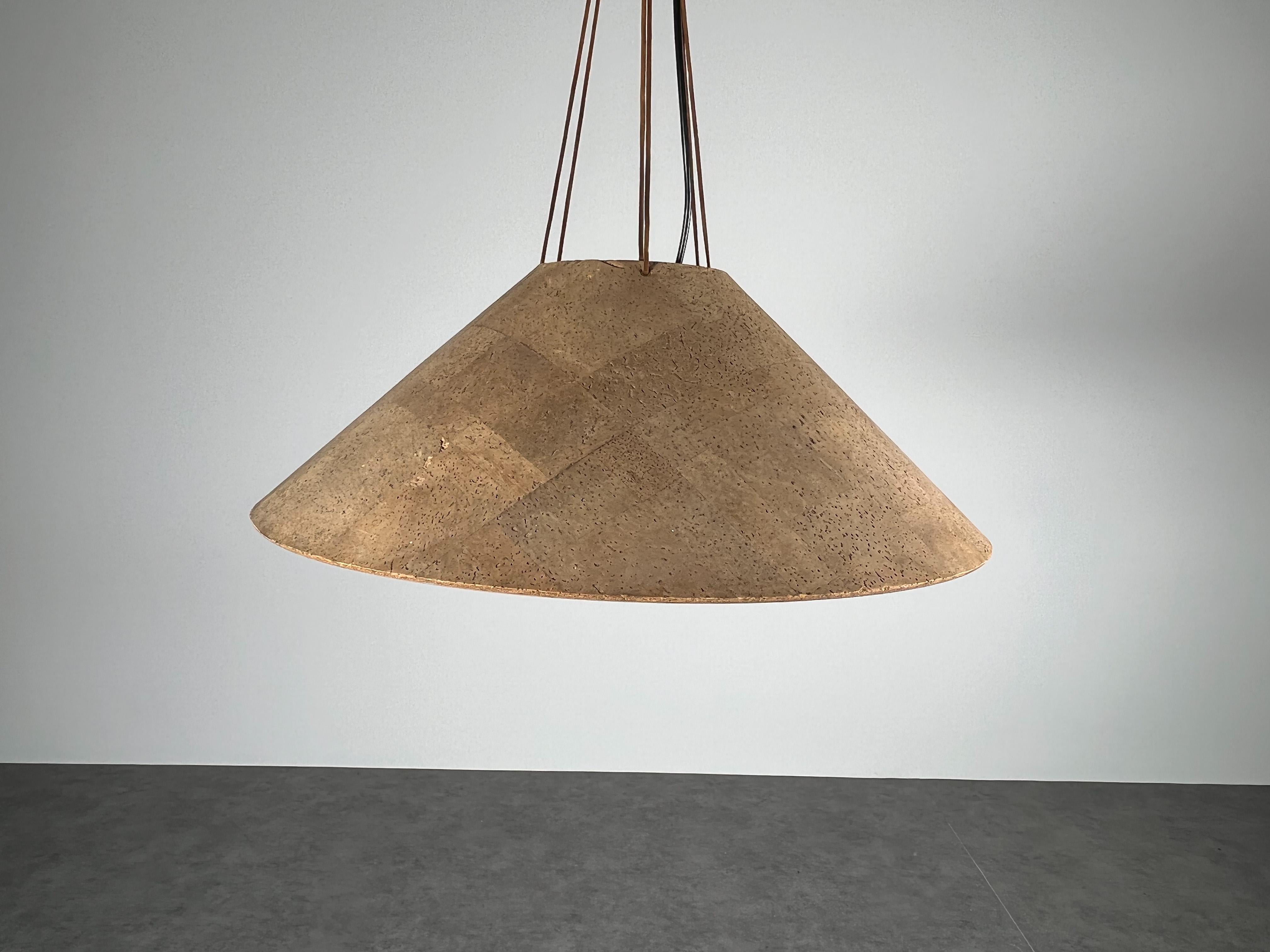 Leather Rare Set of Two Pendant Lamps Zanotl in Cork by Wilhelm Zannoth for Ingo Maurer