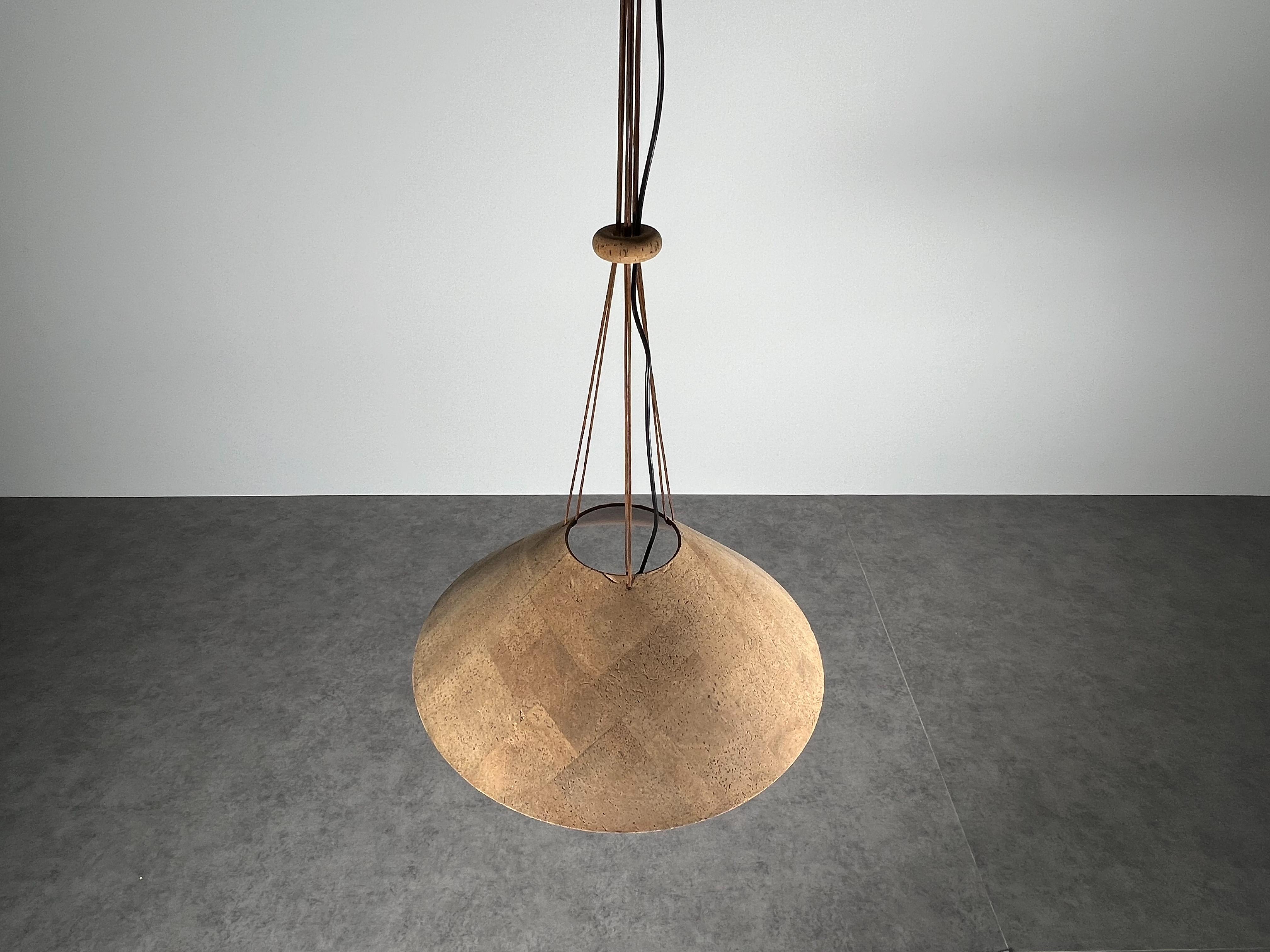 Rare Set of Two Pendant Lamps Zanotl in Cork by Wilhelm Zannoth for Ingo Maurer 1