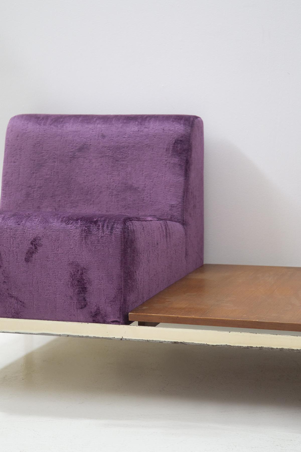 Mid-Century Modern Rare Set of Vintage Sofas by Gianfranco Frattini in Purple Velvet For Sale