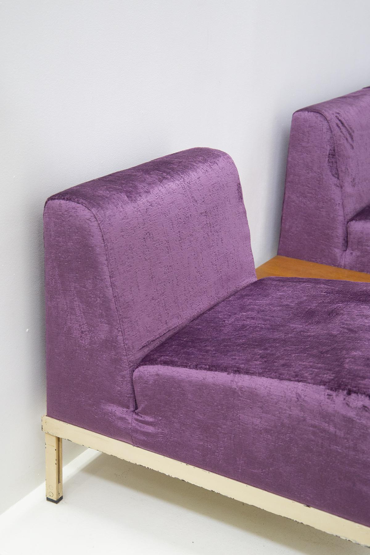 Rare Set of Vintage Sofas by Gianfranco Frattini in Purple Velvet In Good Condition For Sale In Milano, IT