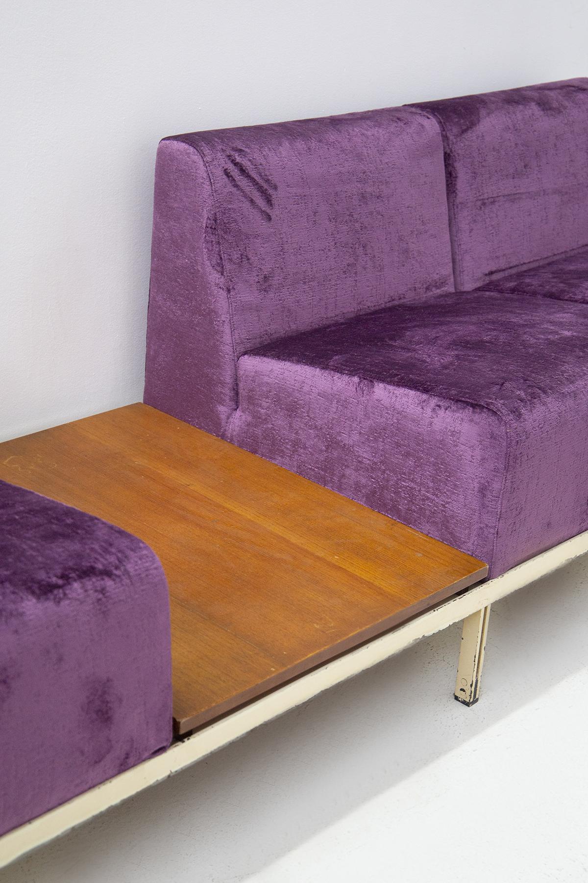 Mid-20th Century Rare Set of Vintage Sofas by Gianfranco Frattini in Purple Velvet For Sale