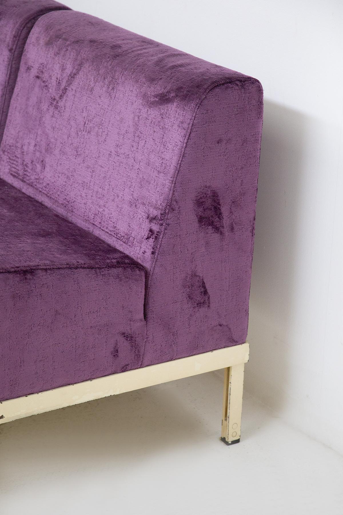 Iron Rare Set of Vintage Sofas by Gianfranco Frattini in Purple Velvet For Sale